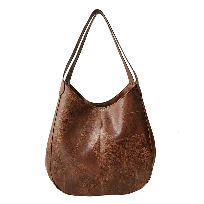 Vintage Style Oversized Three Compartment Shoulder Bag