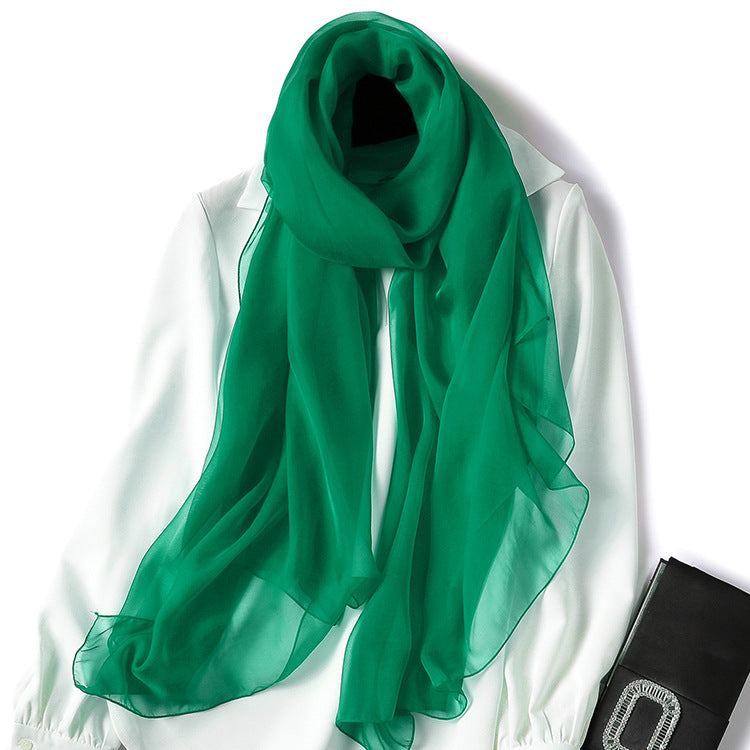 Pure Color Sheer Silk Scarf