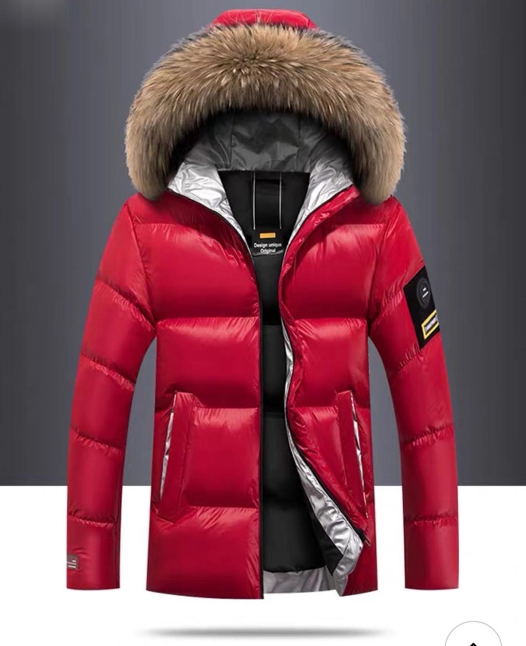 Shiny Furry Hooded Down Coat