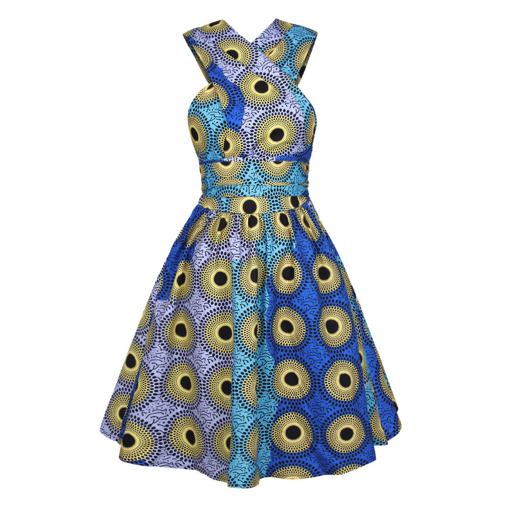 African Print Pleated Dress