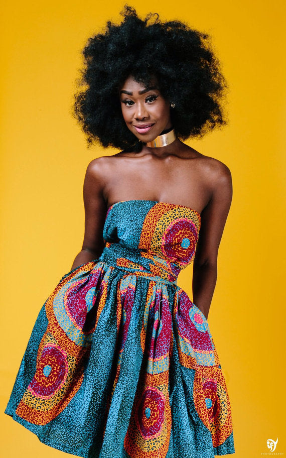African Print Pleated Dress