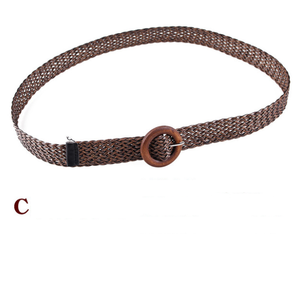 Hemp Weaved Rope Belts w/Wood Buckles