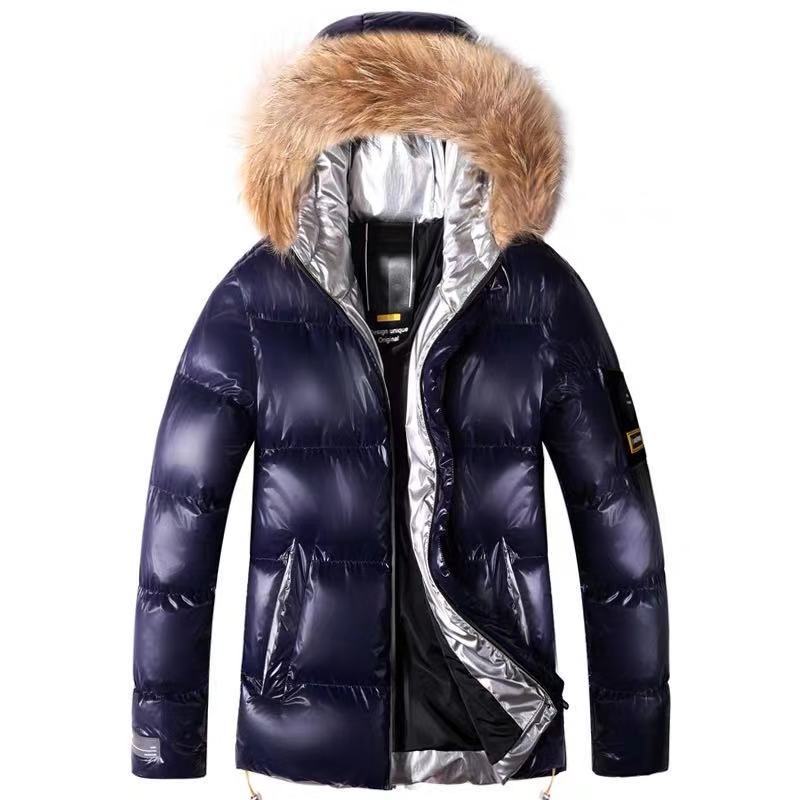 Shiny Furry Hooded Down Coat