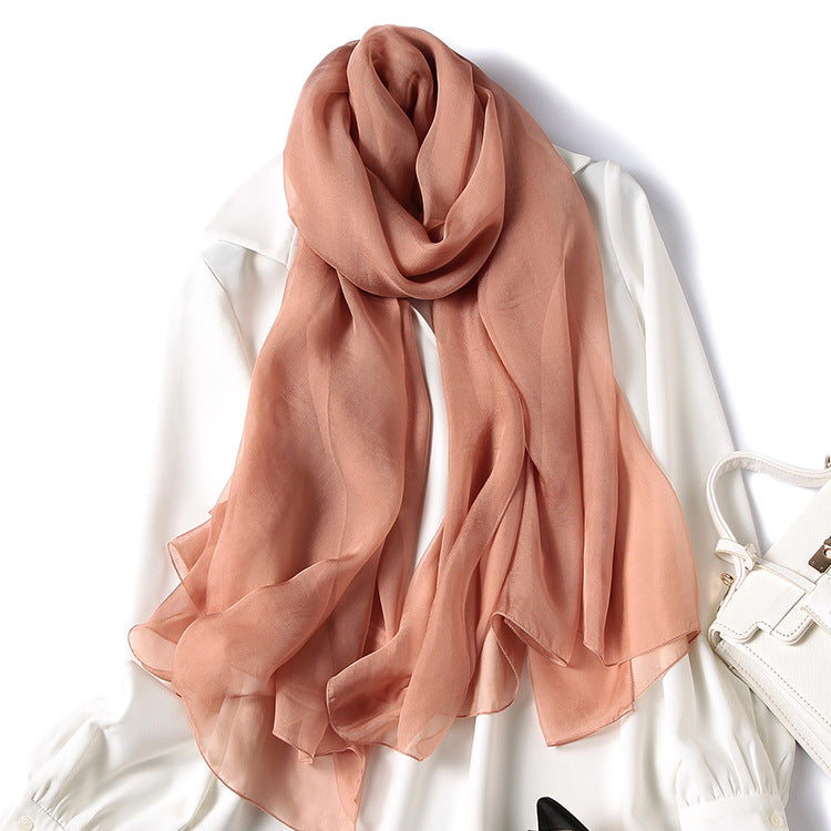 Pure Color Sheer Silk Scarf