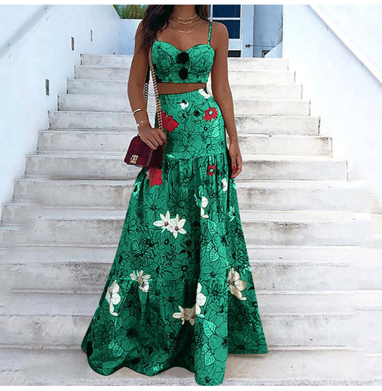 Floral Print A-Line Two Piece Dress Set (up to 3XL)