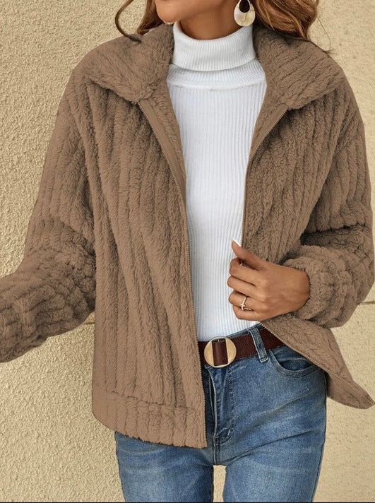 Fleece Zipper Up Lapel Jacket (up to 3XL)