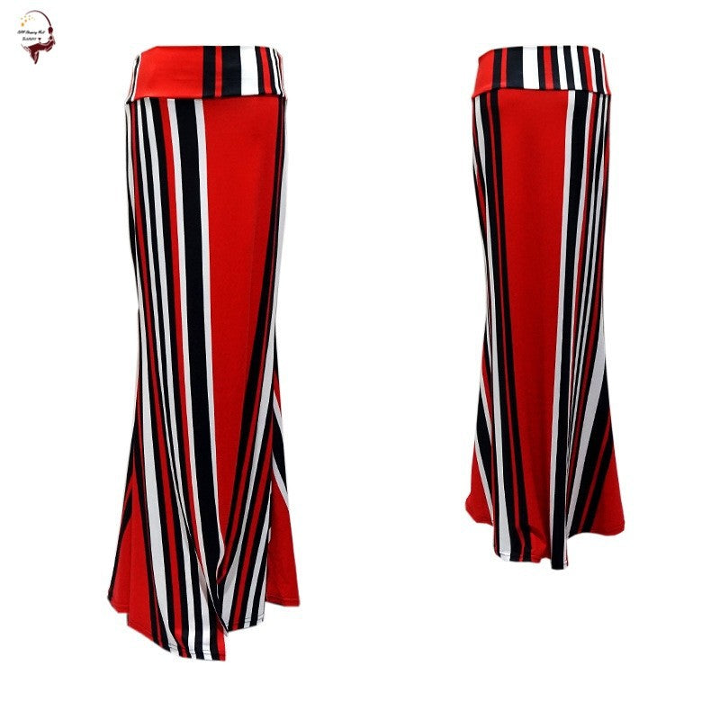 High Waist Long Hip Printed Skirt