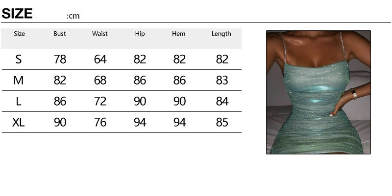 Short Ruffle Blingstone Spaghetti Strap Dress