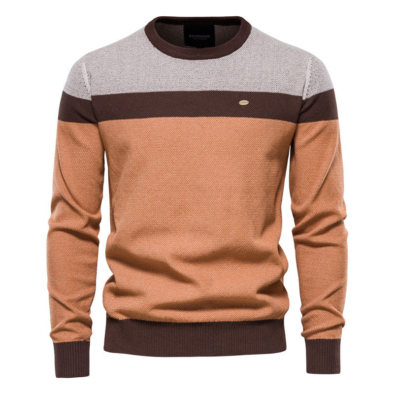 Striped Stitching Long-sleeved Sweater