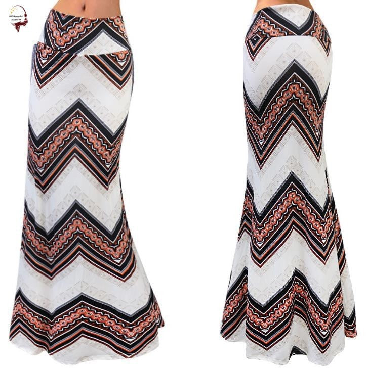 High Waist Long Hip Printed Skirt