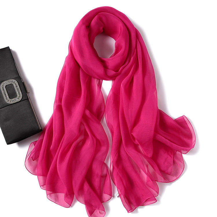 Pure Color Sheer Silk Scarf