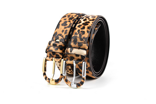 Leopard Print Leather Belt