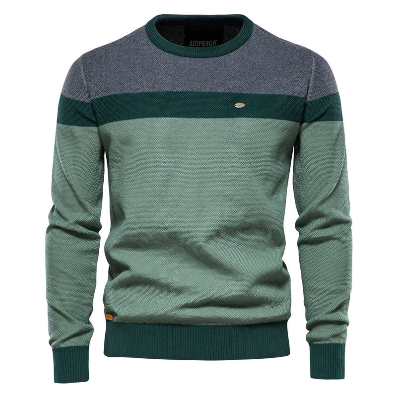 Striped Stitching Long-sleeved Sweater