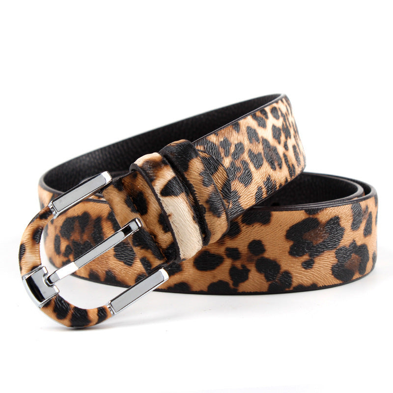 Leopard Print Leather Belt