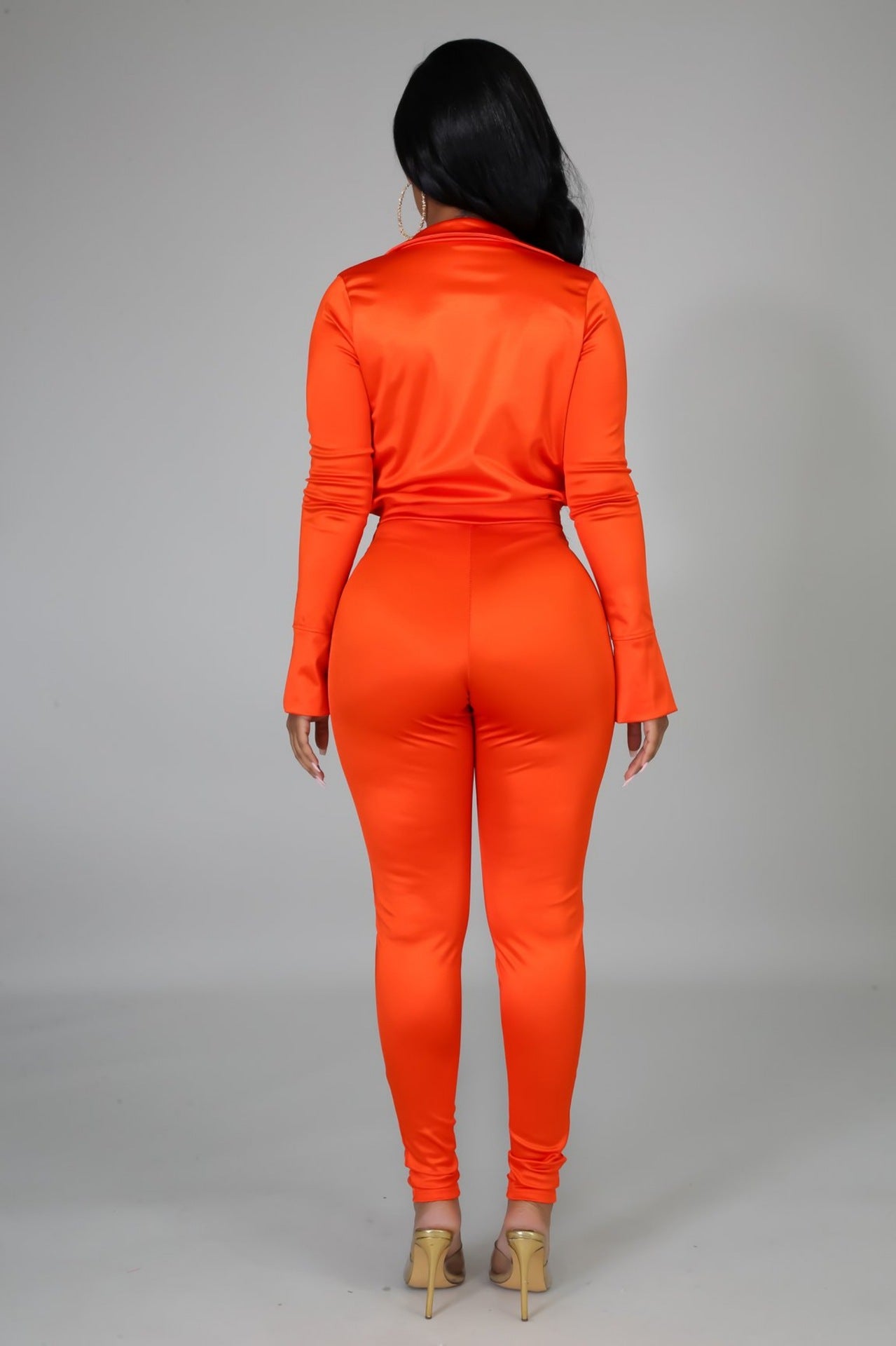 Shiny Long-sleeved Jumpsuit