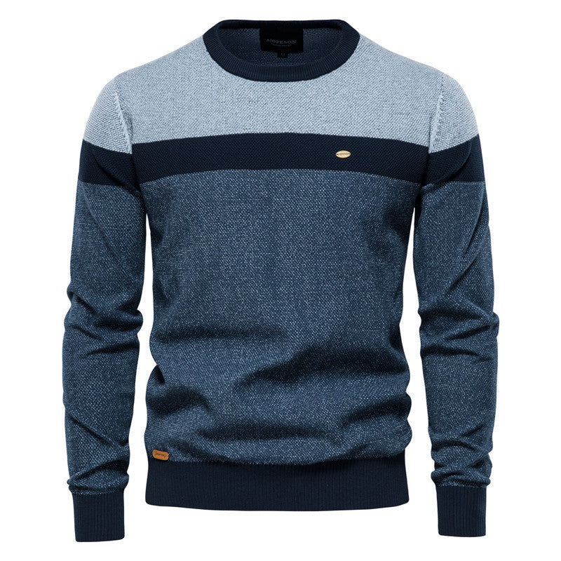 Striped Stitching Long-sleeved Sweater