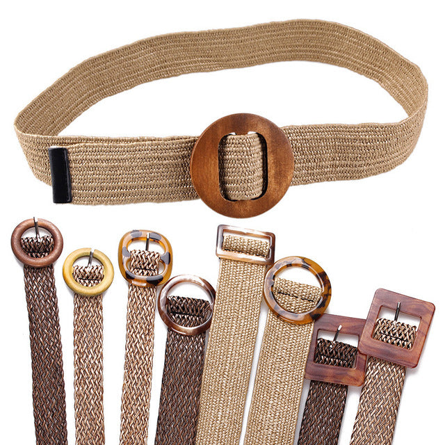 Hemp Weaved Rope Belts w/Wood Buckles