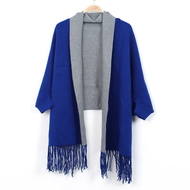 Shawl with Sleeves and Fringe