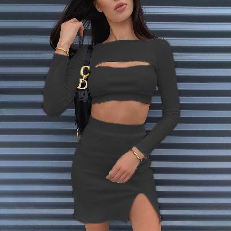 Two Piece Skirt Set w/Chest Cutout Top