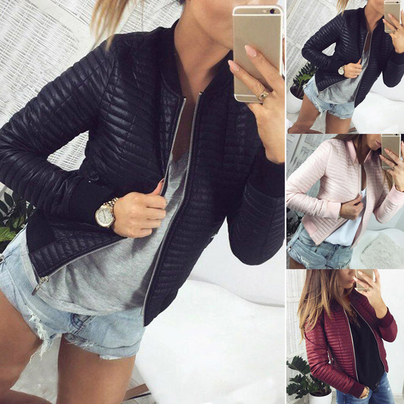 Cardigan Style Zip-up Ribbed Jacket