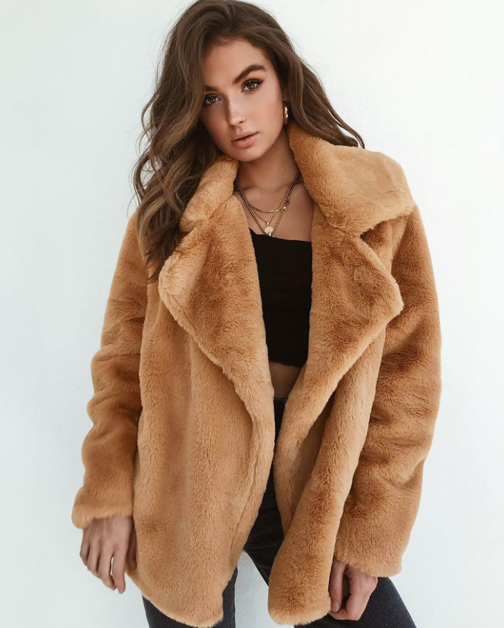Plush Big Lapel Sexy Slim Fit Jacket