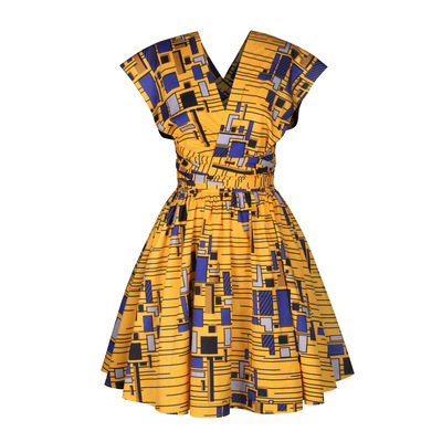 African Print Pleated Dress