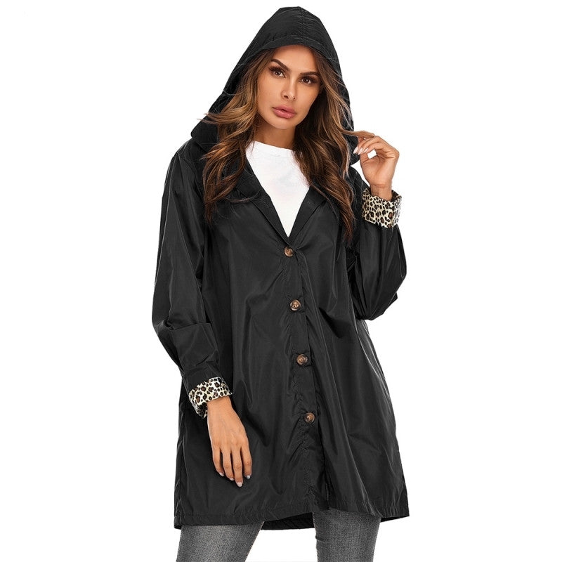 Loose Fitting Short Trench Coat with Hood