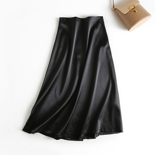 Long Golden Satin Skirt