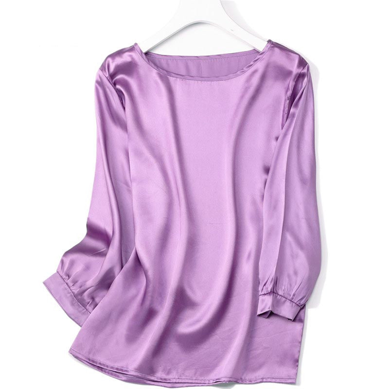 Lantern Sleeve Silkworm Pearl Satin Shirt
