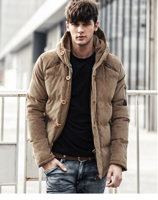 Padded Cotton Button-up Corduroy Coat