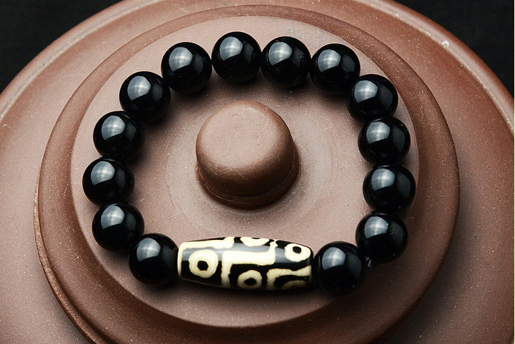 Natural Black Onyx Agate Nine Eyes Bracelet