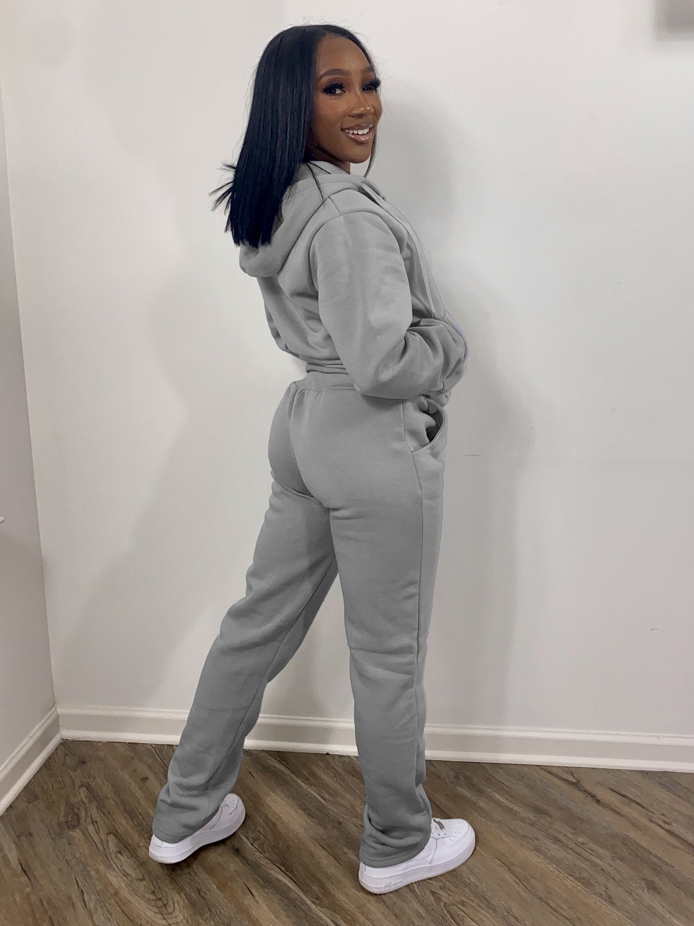 Solid Color Two Piece Sweatsuit w/Hood