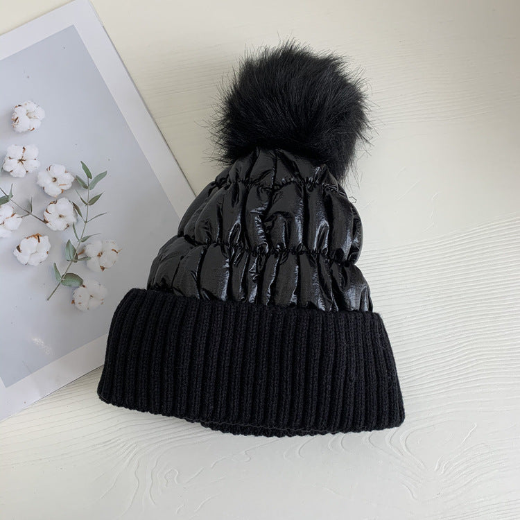 Shine Down Filled Knit Hat w/pom