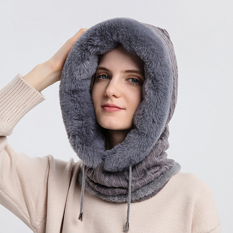 Turtle Neck Drawstring Hat w/Built in Mask