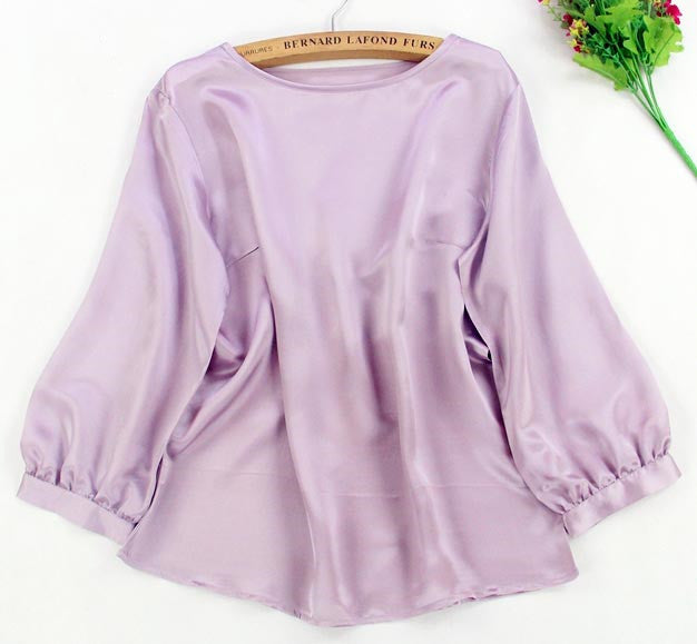 Lantern Sleeve Silkworm Pearl Satin Shirt