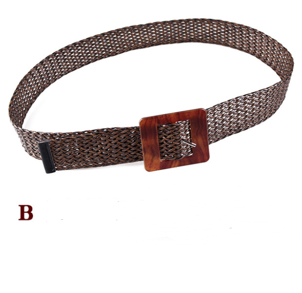 Hemp Weaved Rope Belts w/Wood Buckles