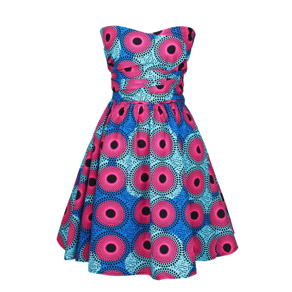 African Print Pleated Dress