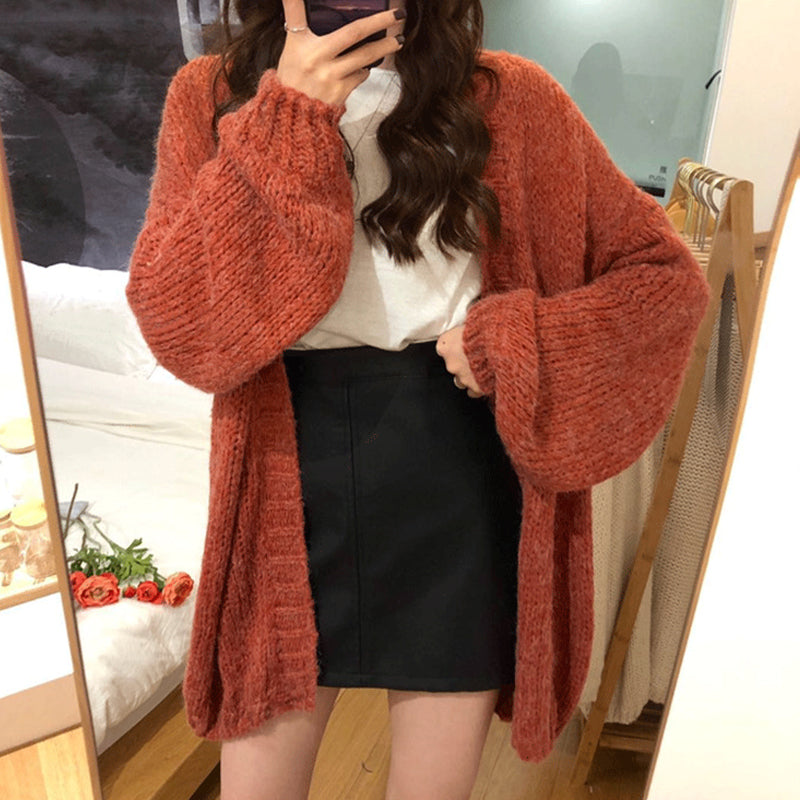 Lazy Wind Thick Loose Open Front Sweater