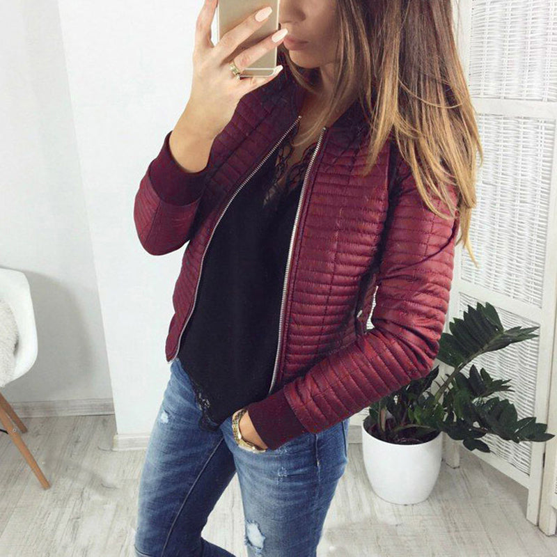 Cardigan Style Zip-up Ribbed Jacket
