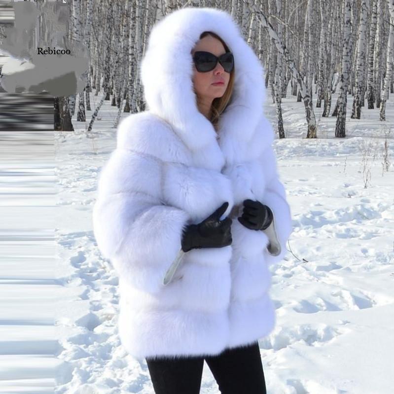 Faux Fur Puff Coat w/Hood (up to 4XL)