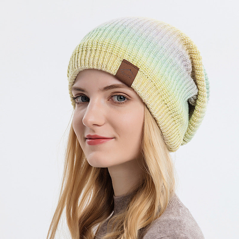 Gradient Tie-dye Knitted Woolen Hat