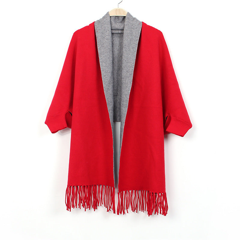 Shawl with Sleeves and Fringe