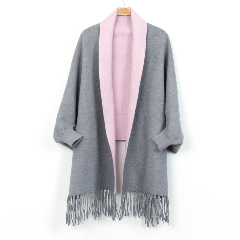 Shawl with Sleeves and Fringe