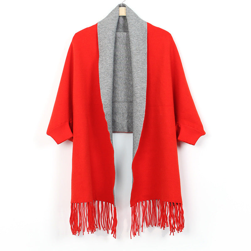 Shawl with Sleeves and Fringe