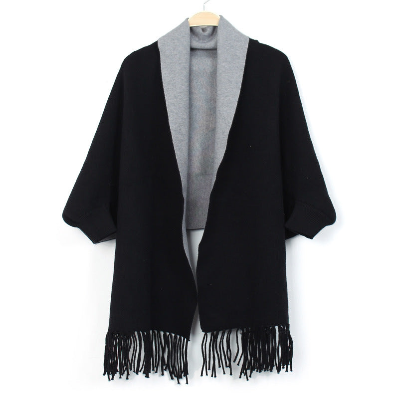 Shawl with Sleeves and Fringe