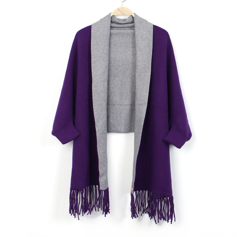 Shawl with Sleeves and Fringe