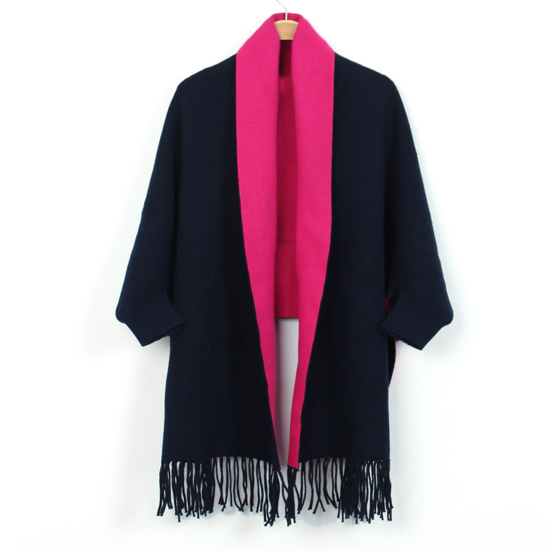 Shawl with Sleeves and Fringe
