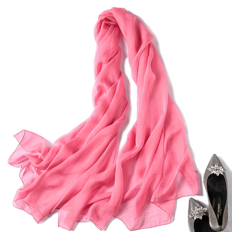 Pure Color Sheer Silk Scarf