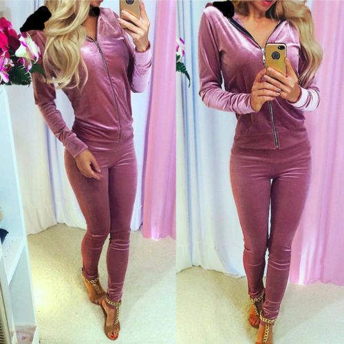 Shiny Long-sleeved Zip Top & Harem Pants Two Piece Set