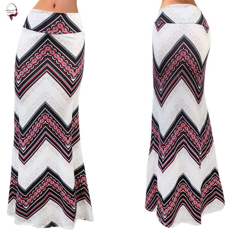 High Waist Long Hip Printed Skirt